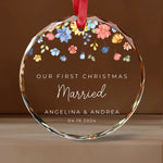 Our First Christmas Married, Engaged, Together Glass Ornaments - Christmas Ornaments