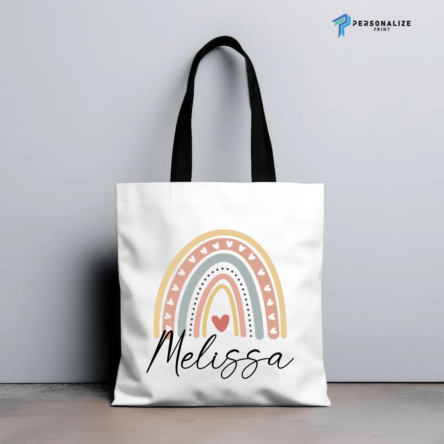 Rainbow Design Custom Name Tote Bag,Personalized Gift - Tote Bag AOP