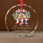 Family Stocking of 3, 4, 5 Glass Christmas Ornament - Christmas Ornaments