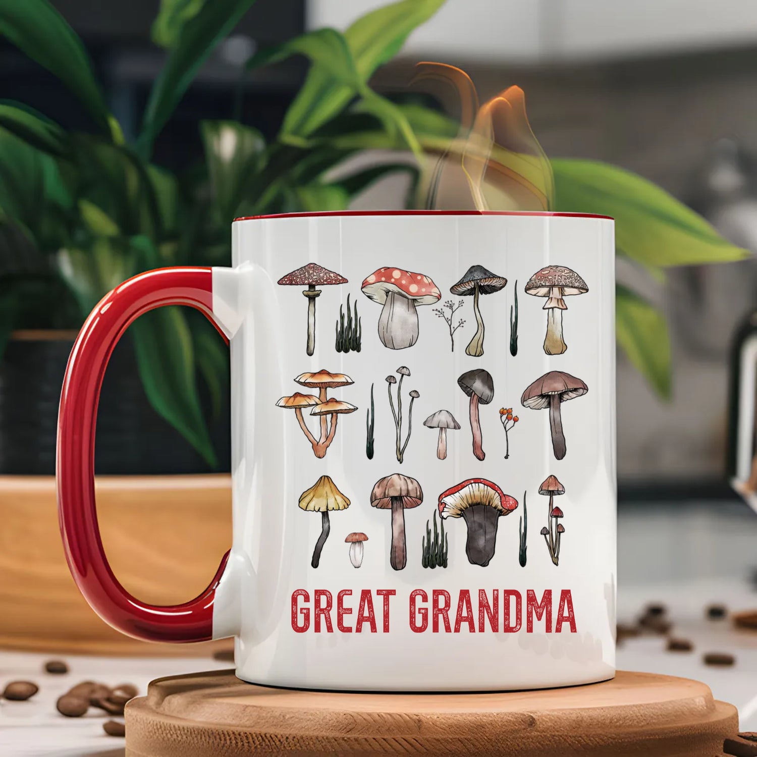 Custom Name Mushroom Design Mug, Custom Text Coffee Mug - Mug