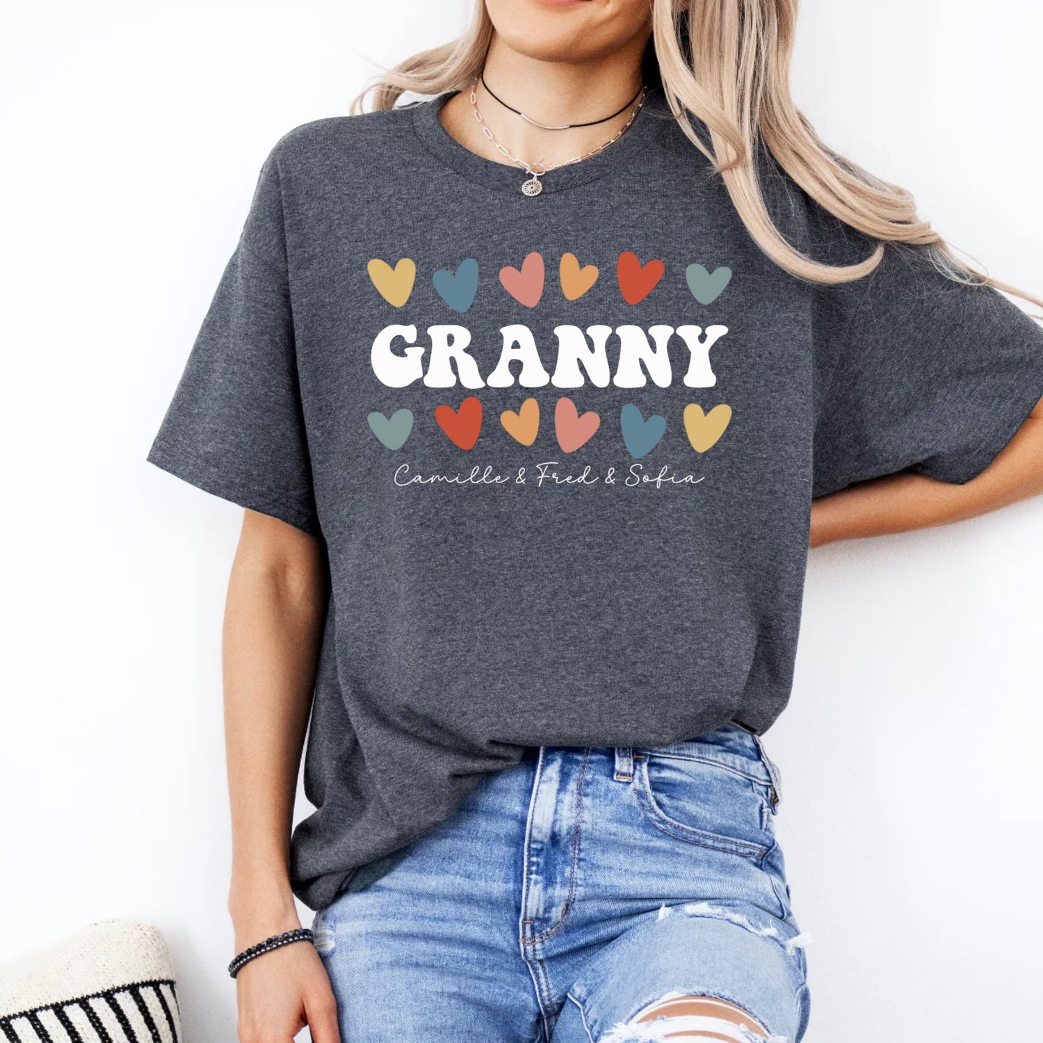 Custom Mom, Aunt, Grandma Shirt, With The Kid Names, Add Est T-Shirt - Unisex T-Shirt