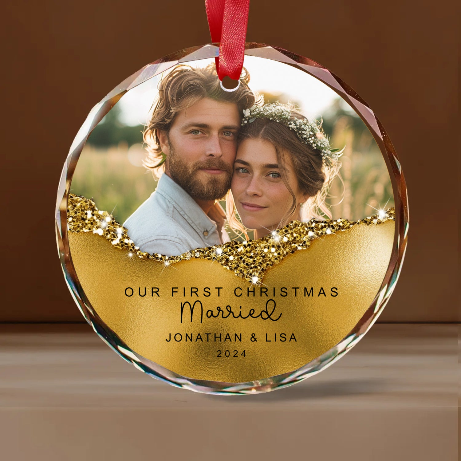 Our First Christmas Custom Text Glass Ornament - Christmas Ornaments