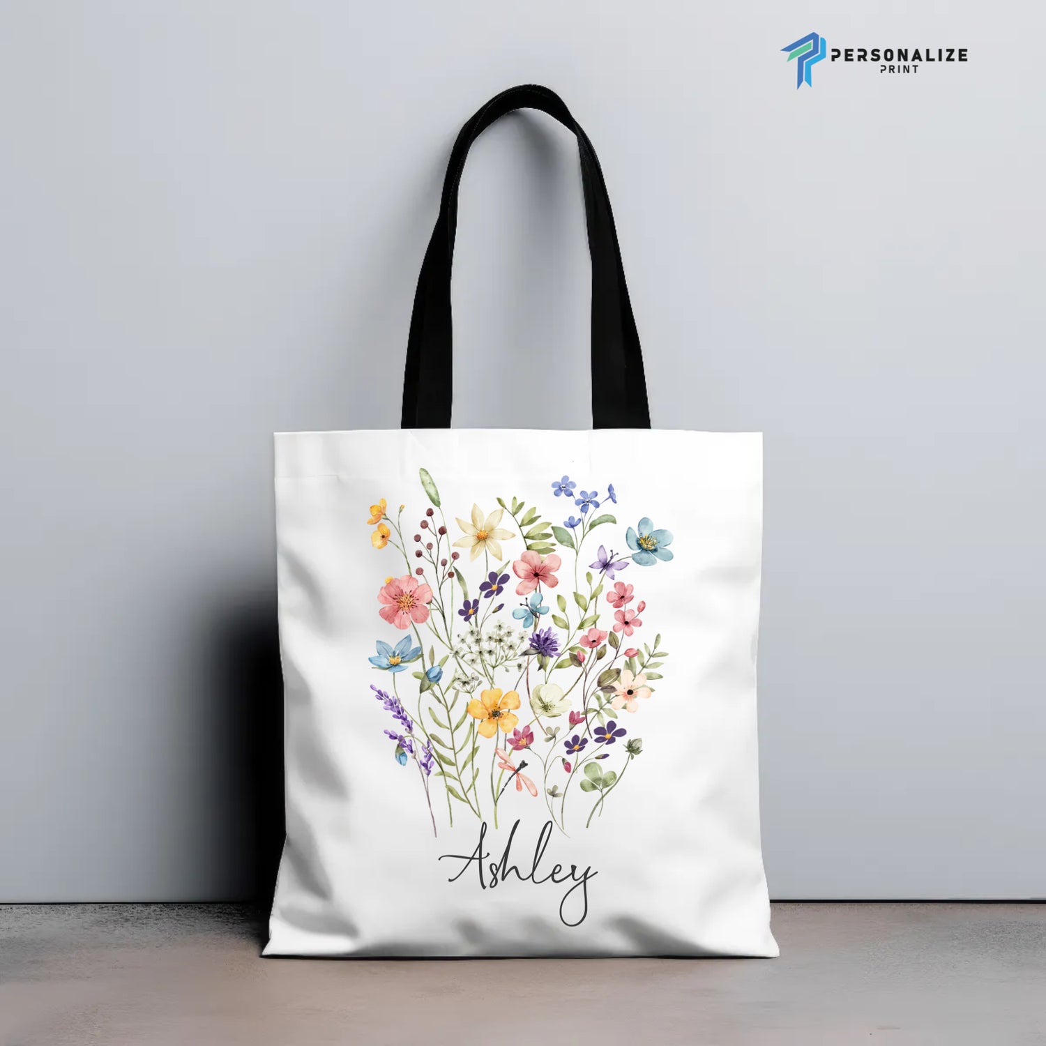 Wildflowers Custom Name Tote Bag AOP Flowered Tote Bags - Tote Bag AOP
