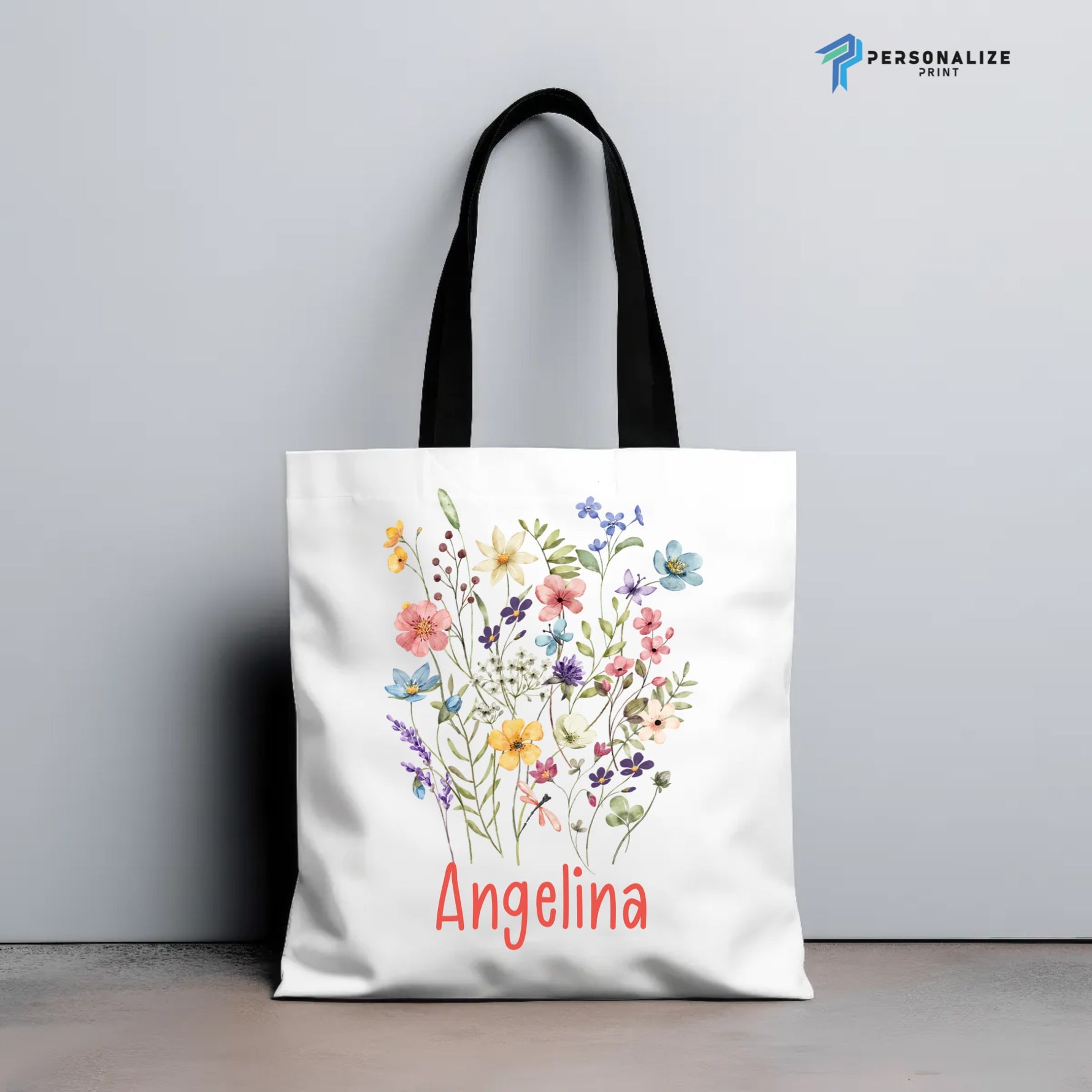 Wildflowers Custom Name Tote Bag AOP Flowered Tote Bags - Tote Bag AOP