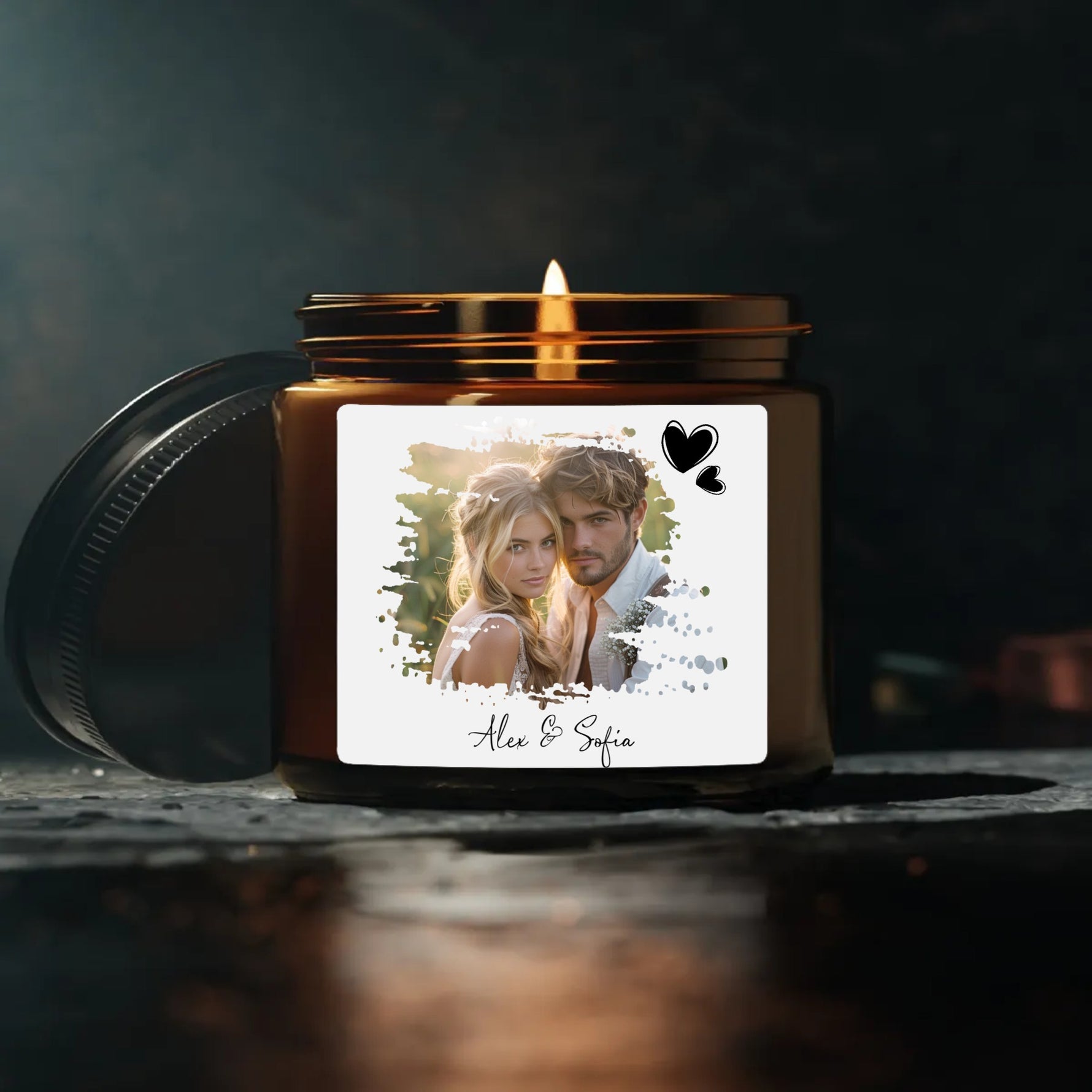 Custom Photo and Name Scented Candle, Personalized Picture Candle - 4oz Scented Coconut Apricot Candles