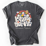 Charcoal gray t-shirt featuring Kindergarten Dream Team graphic.