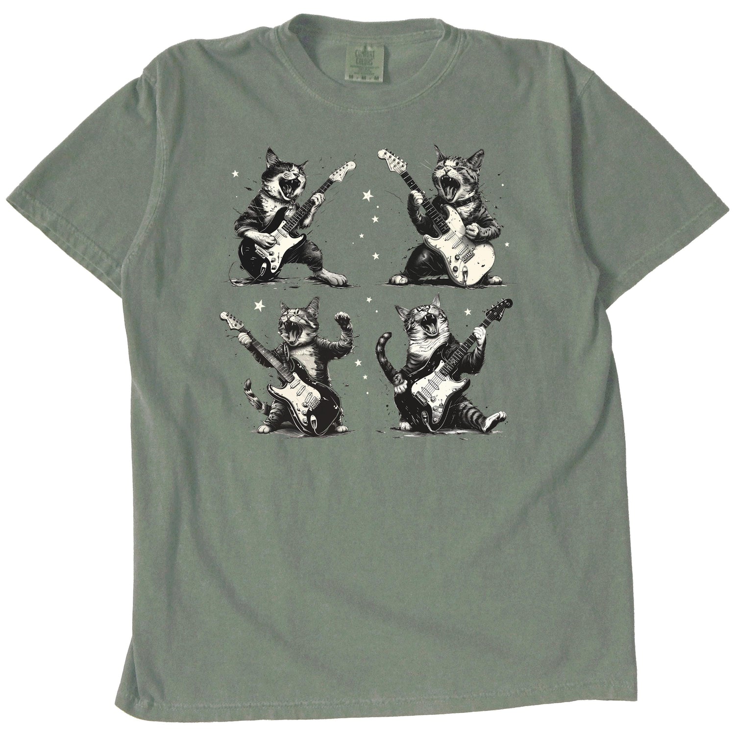 Rock Cat Playing Guitar T Shirt, Funny Guitar Cat Meme