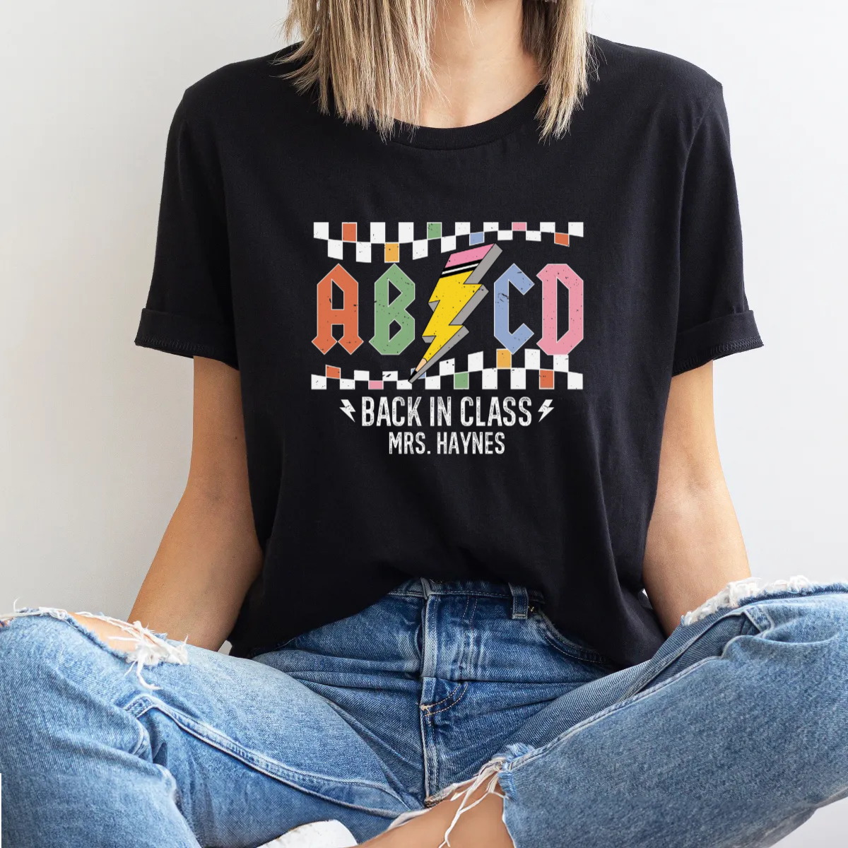Personalized ABCD Teacher Name Shirt - Unisex T-Shirt
