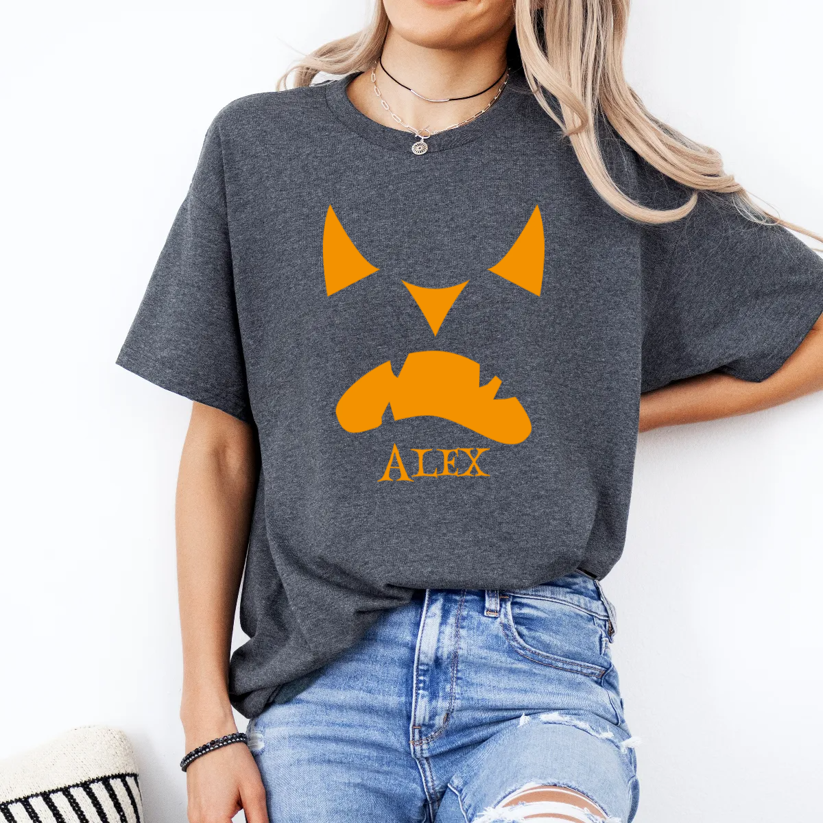Personalized Halloween Pumpkin Face Shirt - Unisex T-Shirt