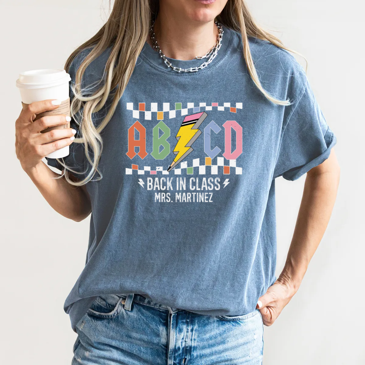 Custom Retro ABCD Teacher Name Shirts - Comfort Colors Tee
