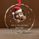 Personalized Baby's First Christmas Animal Design Glass Ornament - Christmas Ornaments