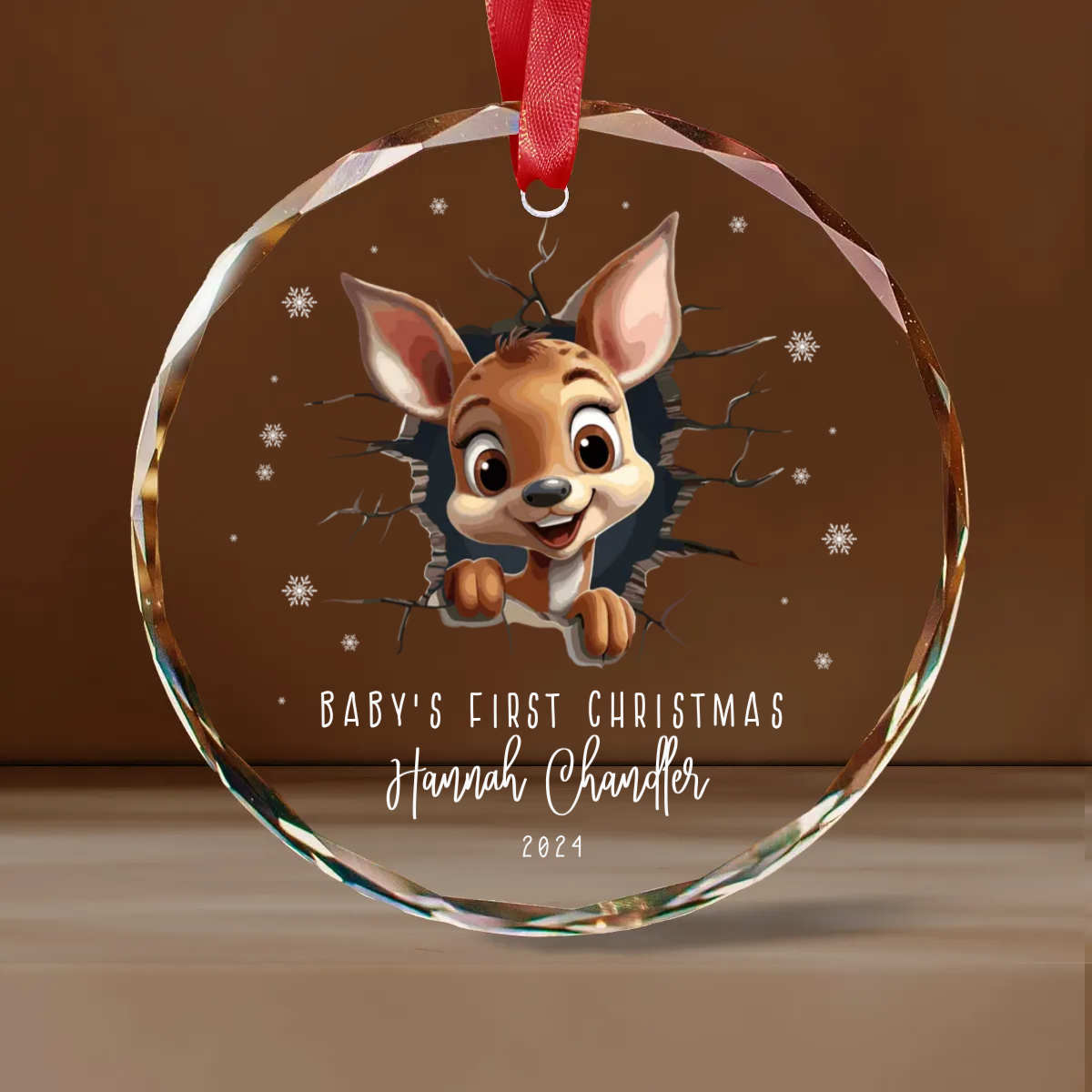 Personalized Baby's First Christmas Animal Design Glass Ornament - Christmas Ornaments