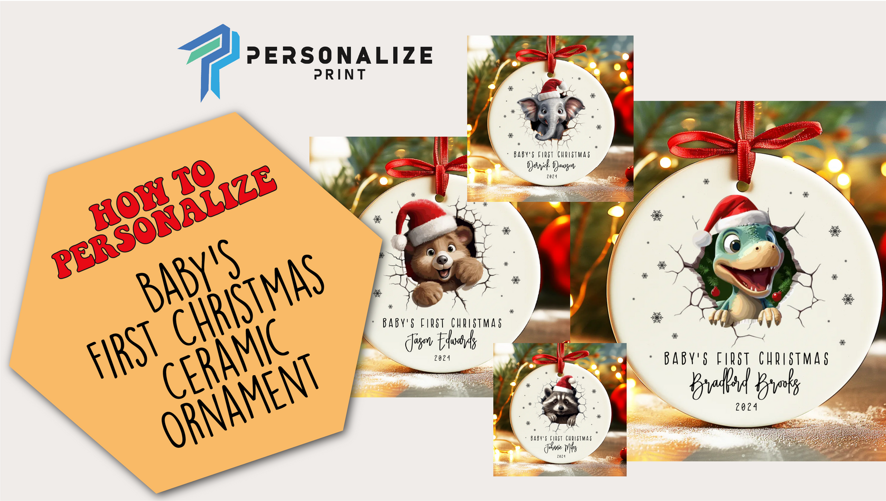 Personalize Baby's First Christmas Ornaments, Personalize Print