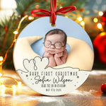 Custom Photo Baby First Christmas Ceramic Ornament -  Christmas Ornaments Personalize Print