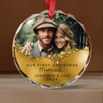 Our First Christmas Custom Text Glass Ornament -  Christmas Ornaments Personalize Print