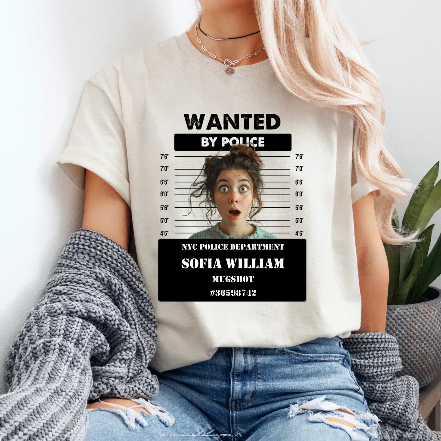 Personalized Wanted by Police Funny Shirt -  Unisex T-Shirt