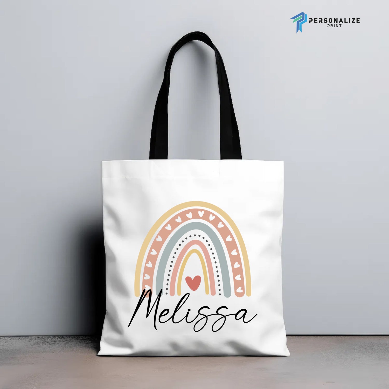 Rainbow Design Custom Name Tote Bag,Personalized Gift -  Tote Bag AOP