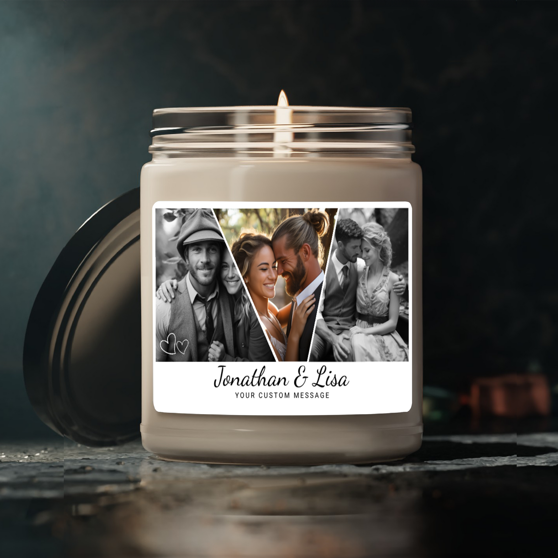 Custom Text and Photo, Personalized Candle -  9oz Candle