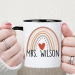 Custom Name Rainbow Design Mug, Personalized Text Coffee Mug -  Mug Personalize Print