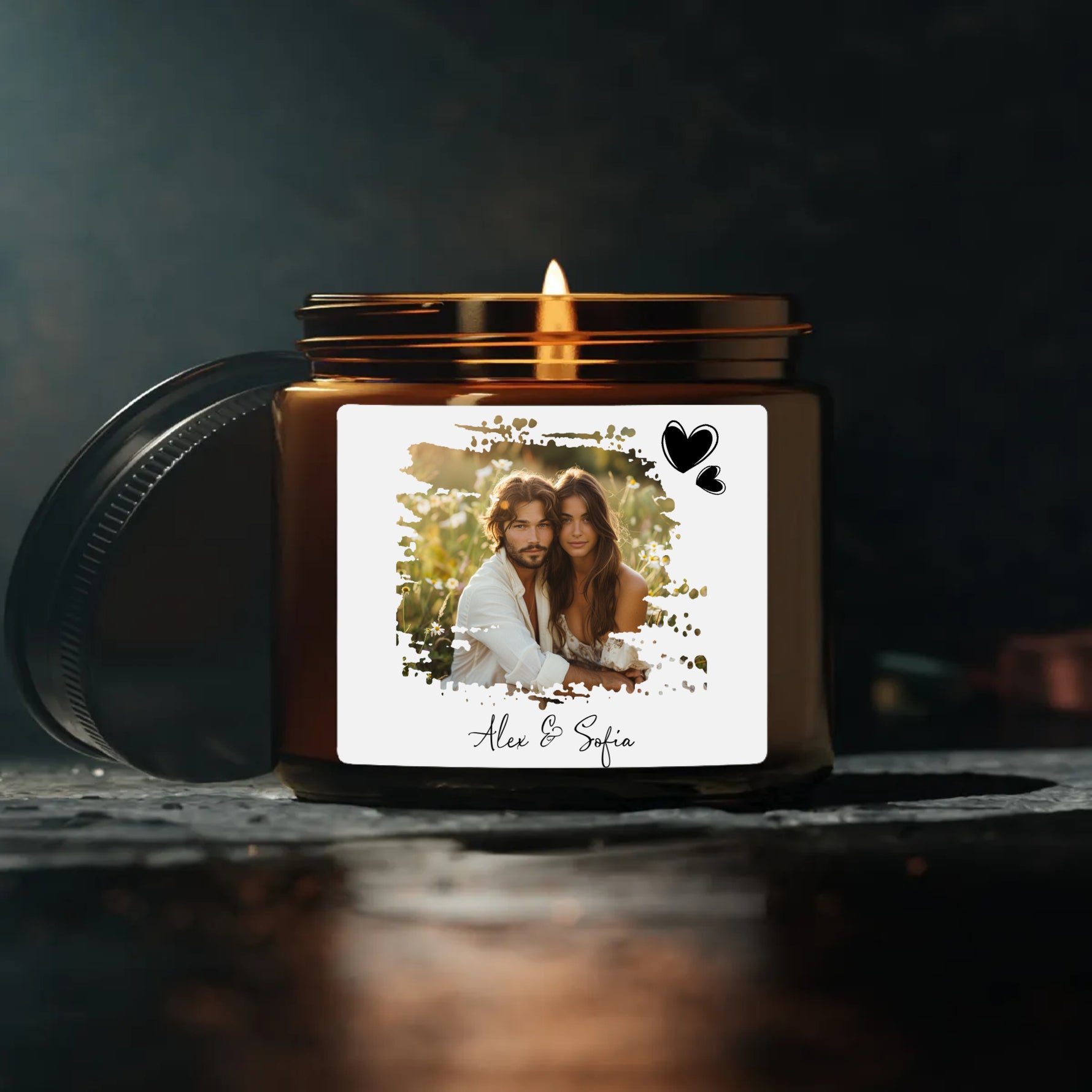 Custom Photo and Name Scented Candle, Personalized Picture Candle -  4oz Scented Coconut Apricot Candles