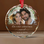 Personalized Our First Christmas Married Glass Ornament -  Christmas Ornaments Personalize Print