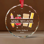 Personalized Teacher Name Glass Ornament -  Christmas Ornaments Personalize Print