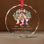 Family Stocking of 3, 4, 5 Glass Christmas Ornament -  Christmas Ornaments Personalize Print