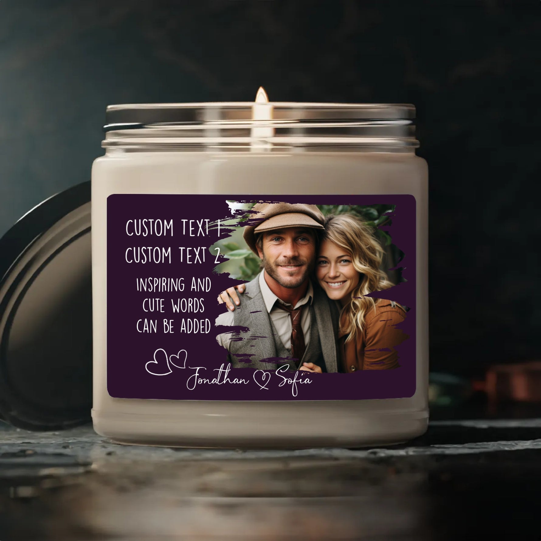 Personalized Text and Photo Scented Candle -  9oz Candle