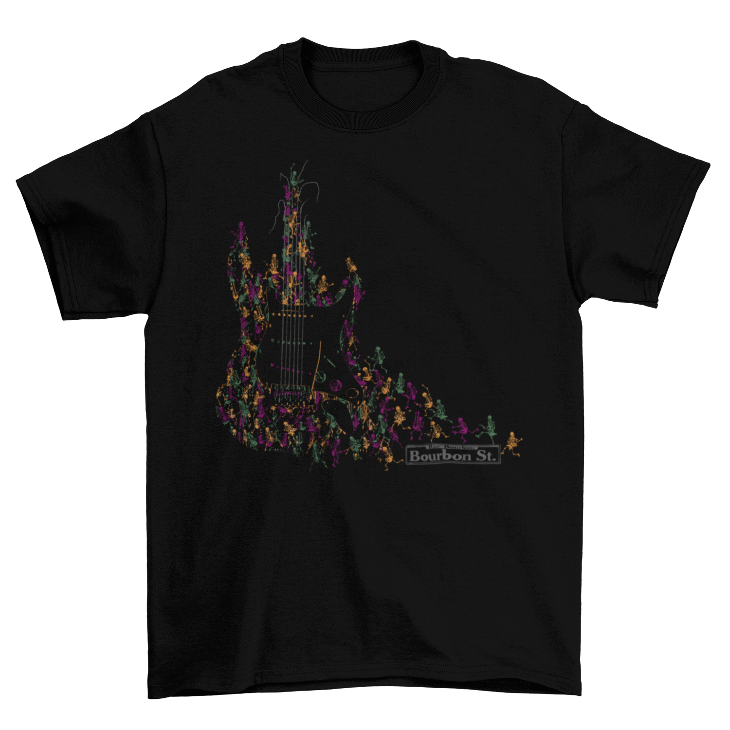 Bourbon St Skeleton Guitar T-Shirt