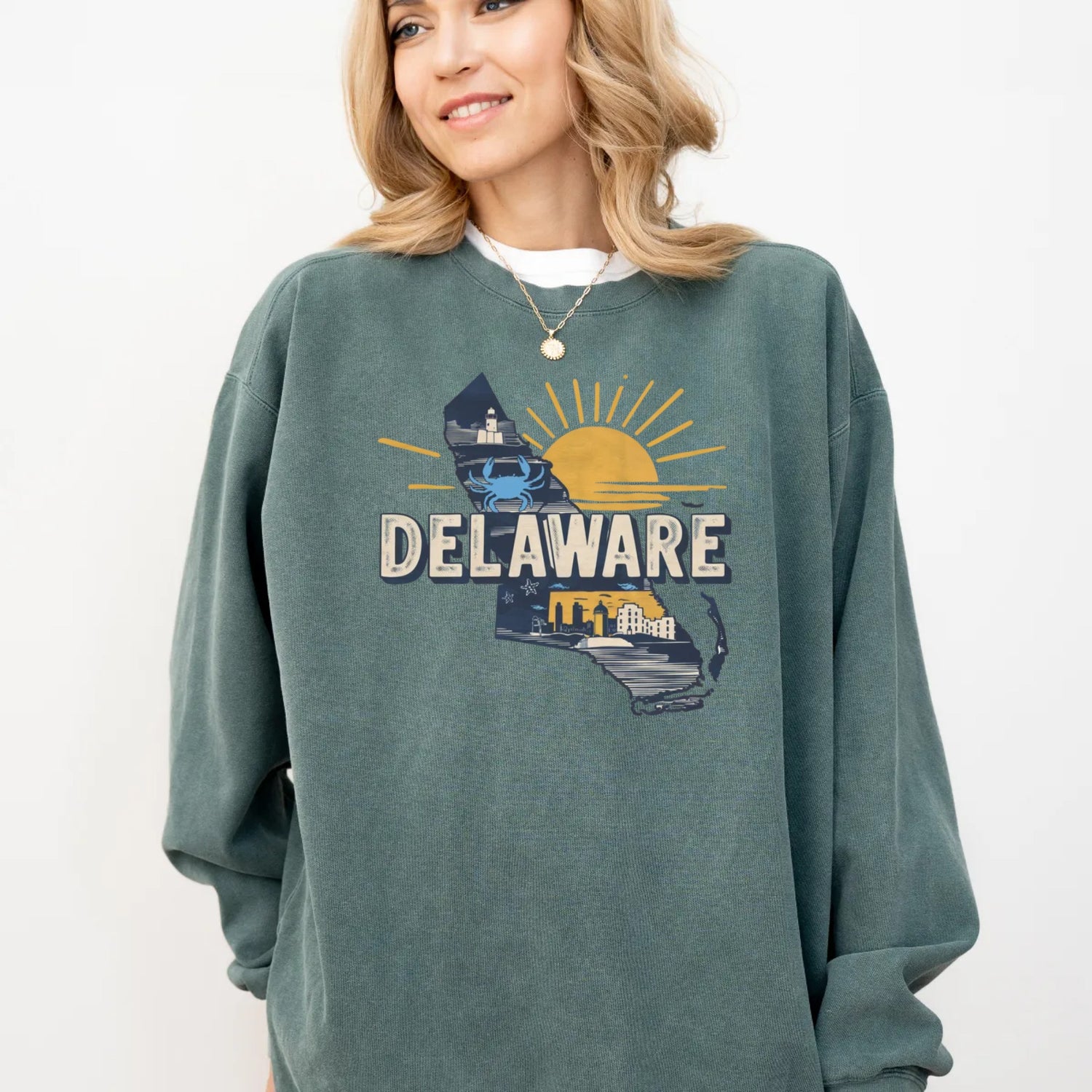 Personalized Iconic U.S. States Crewneck Sweatshirt -  Comfort Colors Sweatshirt