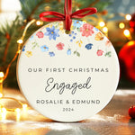 Our First Christmas Married, Engaged, Together Ceramic Ornaments -  Christmas Ornaments Personalize Print