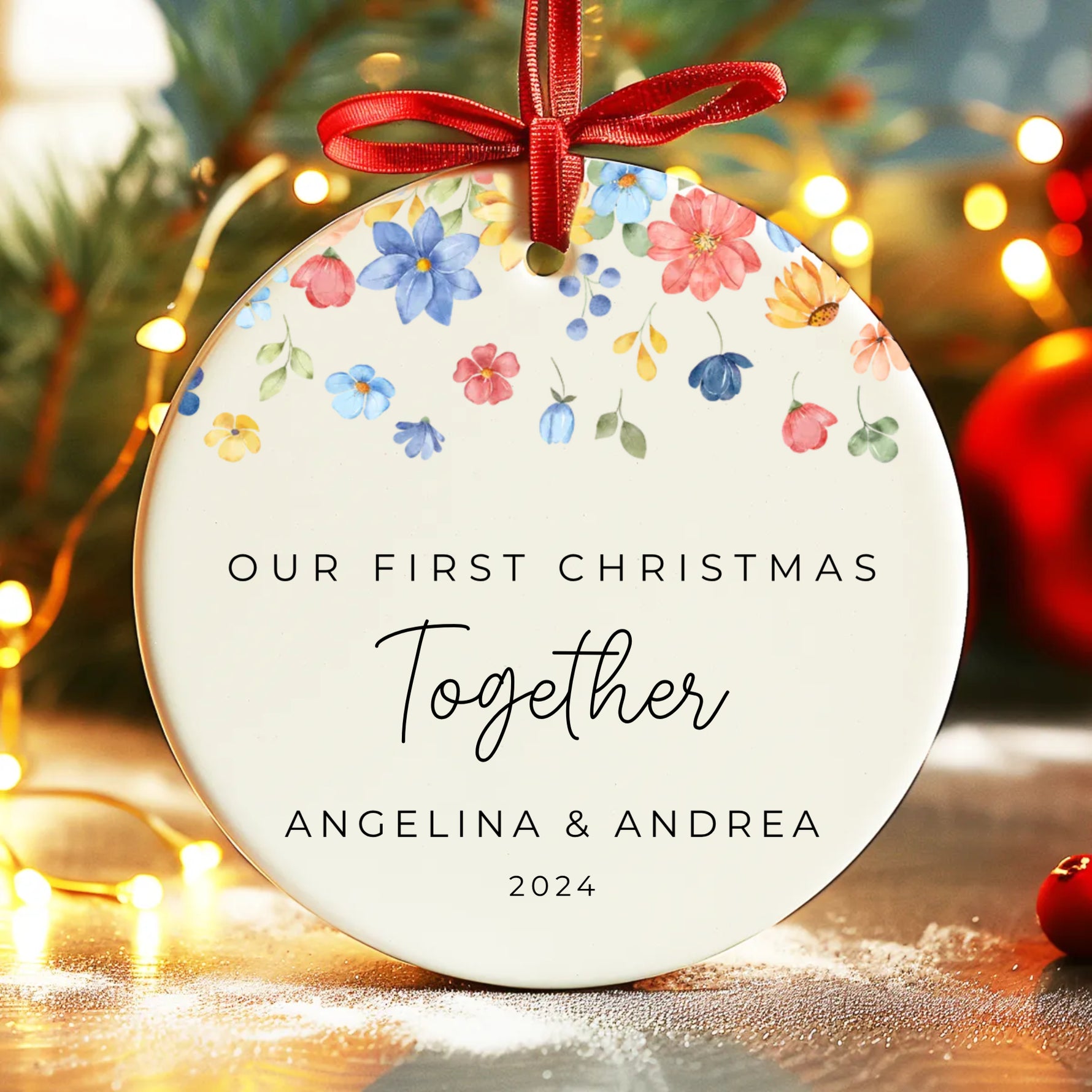 Our First Christmas Married, Engaged, Together Ceramic Ornaments -  Christmas Ornaments