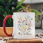 Custom Name Wildflowers Design Mug, Personalized Text Coffee Mug -  Mug Personalize Print