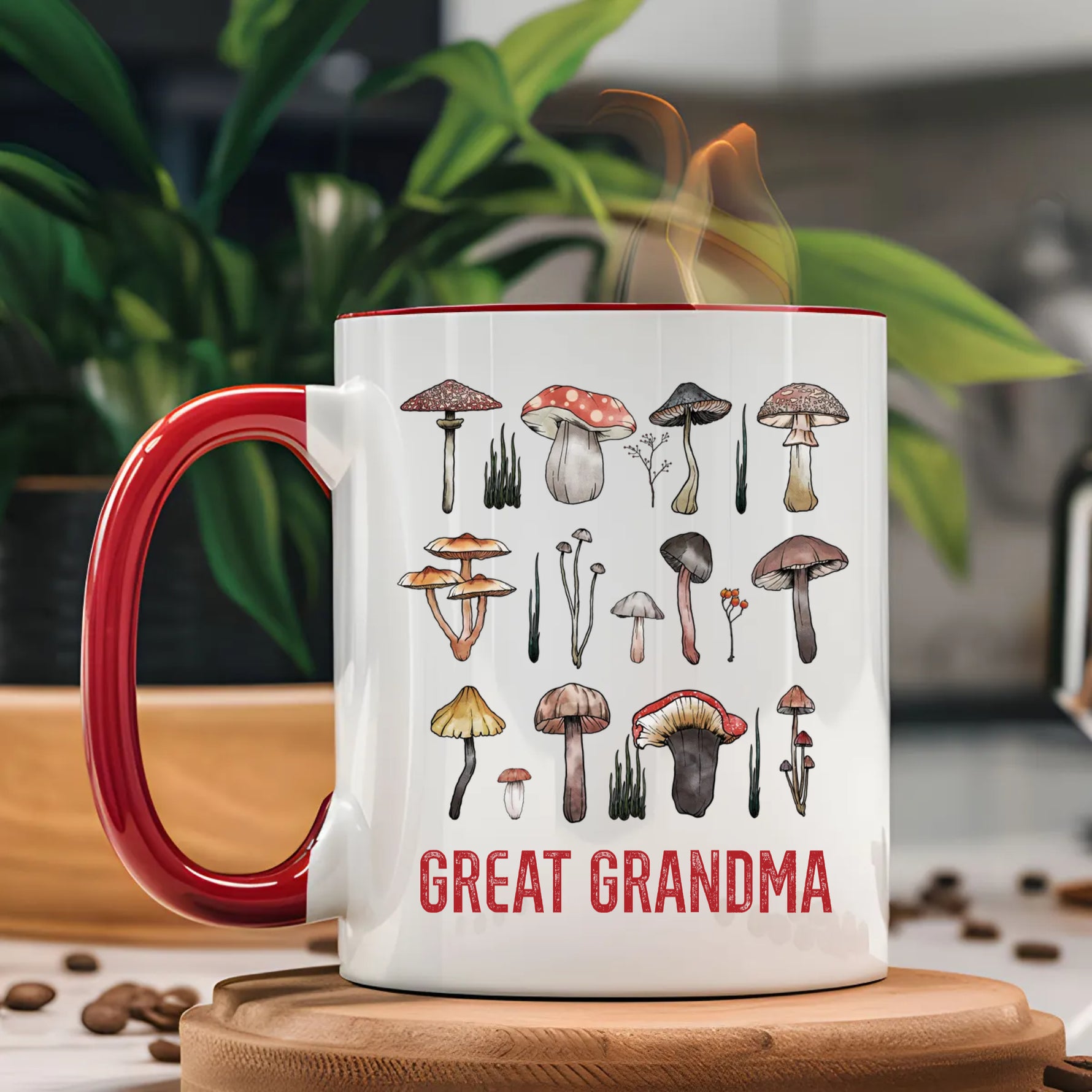 Custom Name Mushroom Design Mug, Custom Text Coffee Mug -  Mug