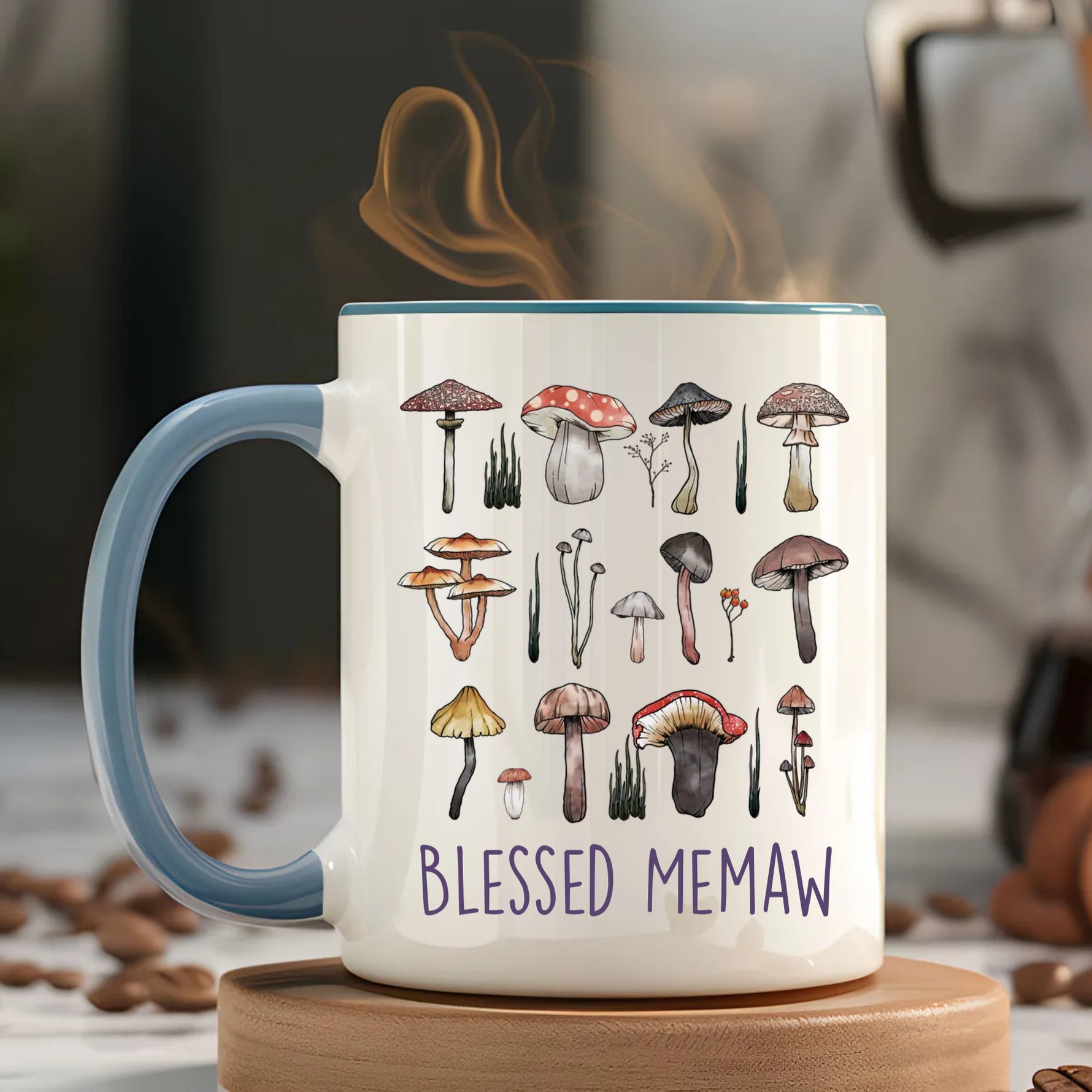Custom Name Mushroom Design Mug, Custom Text Coffee Mug -  Mug