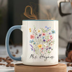 Custom Name Wildflowers Design Mug, Personalized Text Coffee Mug -  Mug Personalize Print