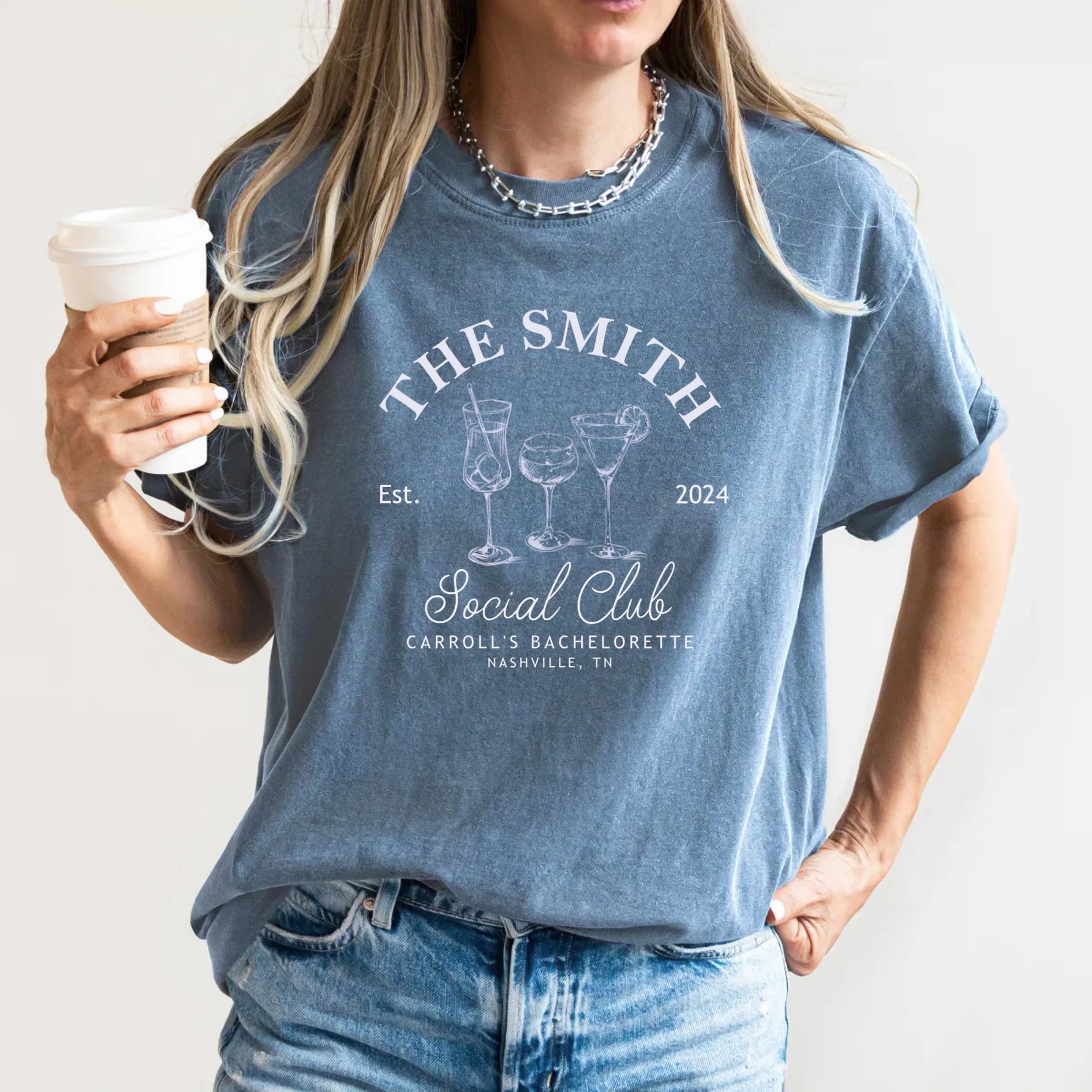 Bachelorette Party Personalized Name Social Club Shirt -  Comfort Colors Tee