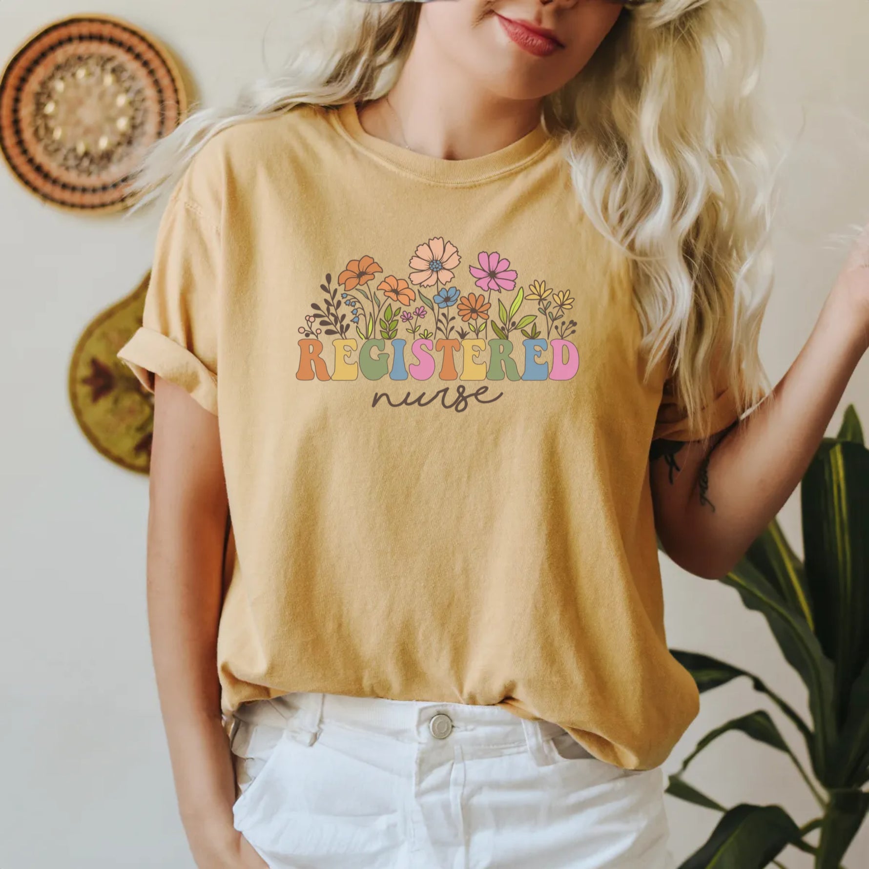 Custom Wildflowers Nurse Shirt, Nurse Gift -  Comfort Colors Tee