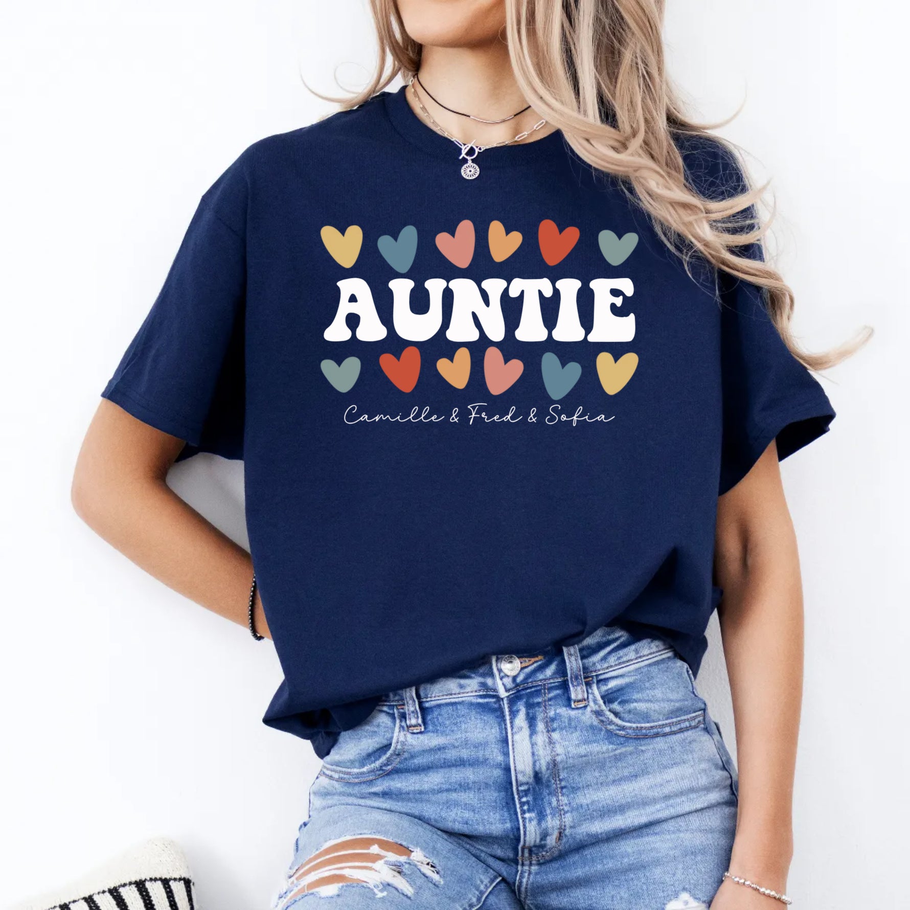 Custom Mom, Aunt, Grandma Shirt, With The Kid Names, Add Est T-Shirt -  Unisex T-Shirt