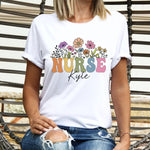 Custom Nurse Shirt, Retro Floral Nurse Name Shirt -  Unisex T-Shirt Personalize Print