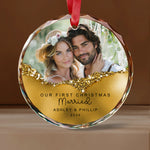 Our First Christmas Custom Text Glass Ornament -  Christmas Ornaments Personalize Print