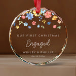 Our First Christmas Married, Engaged, Together Glass Ornaments -  Christmas Ornaments Personalize Print