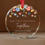 Our First Christmas Married, Engaged, Together Glass Ornaments -  Christmas Ornaments Personalize Print