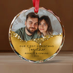 Our First Christmas Custom Text Glass Ornament -  Christmas Ornaments Personalize Print