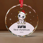 First Christmas Baby Animal Glass Ornaments -  Christmas Ornaments Personalize Print