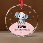 First Christmas Baby Animal Glass Ornaments -  Christmas Ornaments Personalize Print