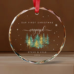 Our First Christmas Married, Engaged, Together Glass Ornament -  Christmas Ornaments Personalize Print