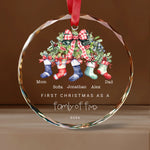 Family Stocking of 3, 4, 5 Glass Christmas Ornament -  Christmas Ornaments Personalize Print