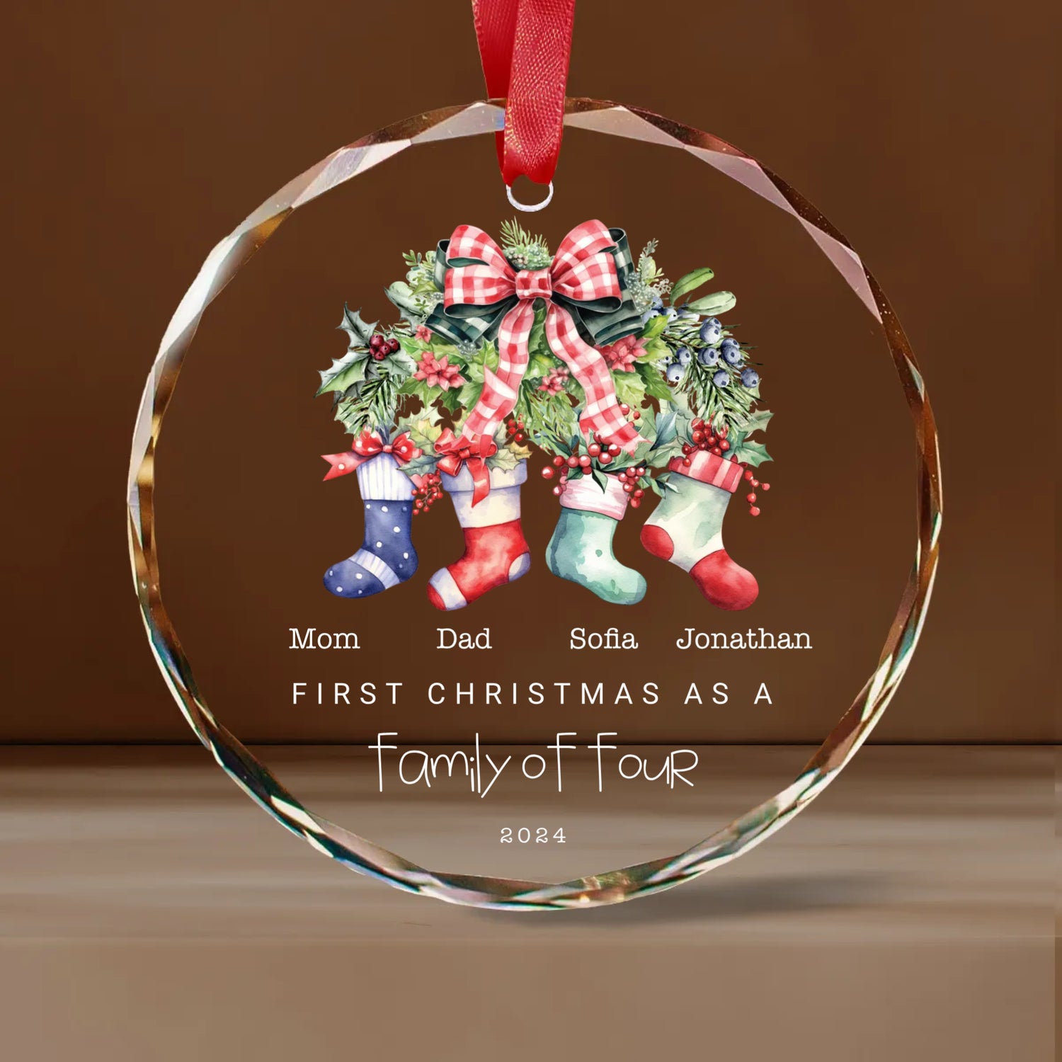 Family Stocking of 3, 4, 5 Glass Christmas Ornament -  Christmas Ornaments