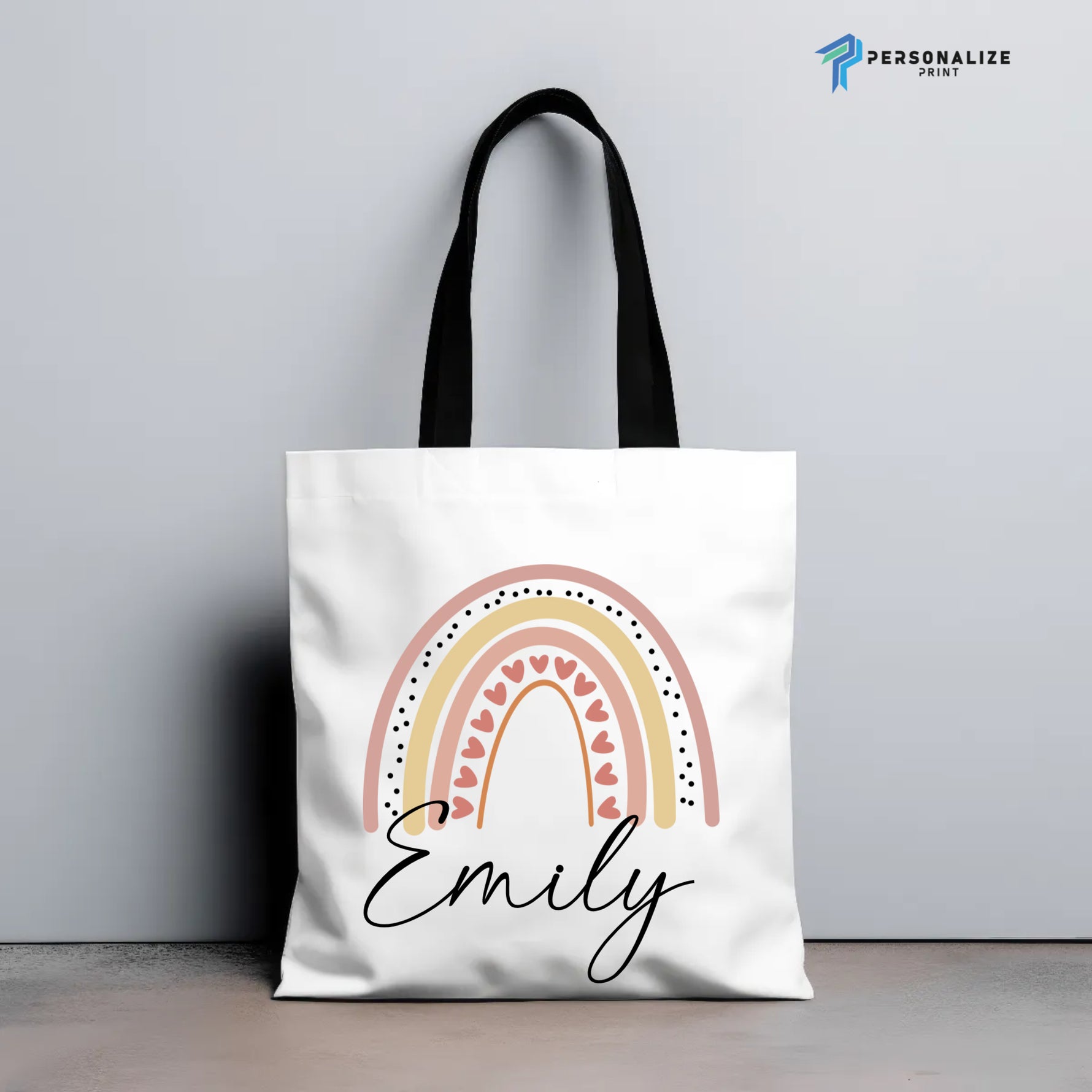 Rainbow Design Custom Name Tote Bag,Personalized Gift -  Tote Bag AOP